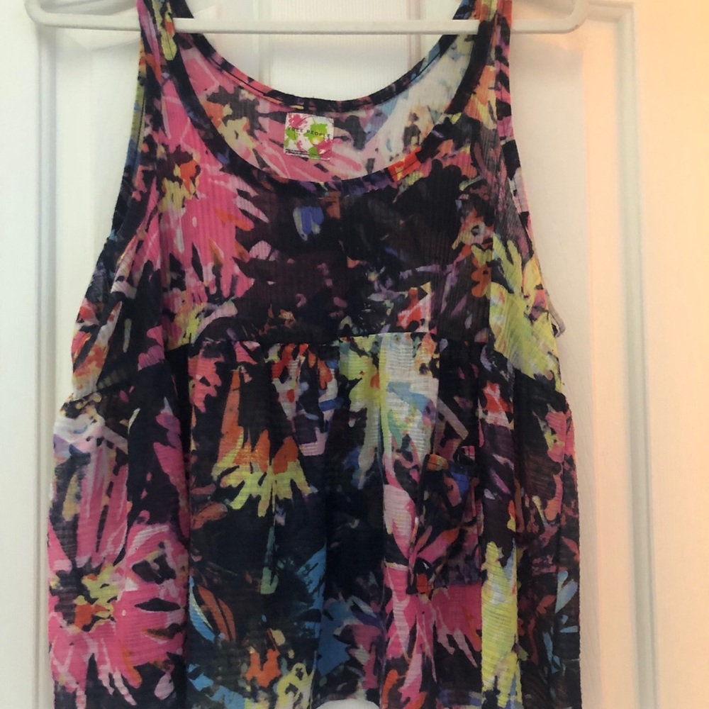 Free People Floral Tank Top with Pockets SZ S/P